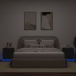 Casa si Gradina - Mobilier - Comode si corpuri - Noptiere - Noptiere cu lumini LED, 2 buc., negru, lemn prelucrat - Infinity.ro
