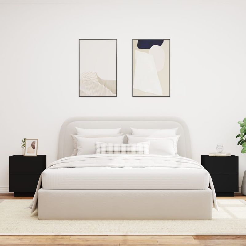 Casa si Gradina - Mobilier - Comode si corpuri - Noptiere - Noptiere cu lumini LED, 2 buc., negru, lemn prelucrat - Infinity.ro