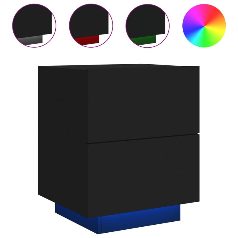 Casa si Gradina - Mobilier - Comode si corpuri - Noptiere - Noptiere cu lumini LED, 2 buc., negru, lemn prelucrat - Infinity.ro