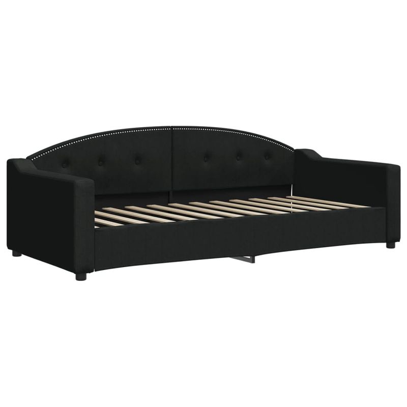 Casa si Gradina - Mobilier - Paturi si accesorii - Paturi - Pat de zi cu extensie si sertare, negru, 90x200 cm, textil - Infinity.ro