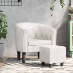 Casa si Gradina - Mobilier - Scaune si fotolii - Fotolii - Fotoliu tip cuva cu taburet, alb, piele ecologica - Infinity.ro