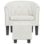 Casa si Gradina - Mobilier - Scaune si fotolii - Fotolii - Fotoliu tip cuva cu taburet, alb, piele ecologica - Infinity.ro