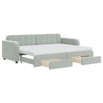 Casa si Gradina - Mobilier - Paturi si accesorii - Paturi - Pat de zi cu extensie si sertare, gri deschis 80x200 cm catifea - Infinity.ro