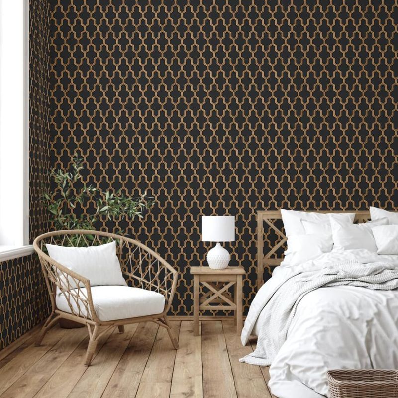 Casa si Gradina - Decoratiuni - Tapet - DUTCH WALLCOVERINGS Tapet „Geometric”, negru si auriu - Infinity.ro
