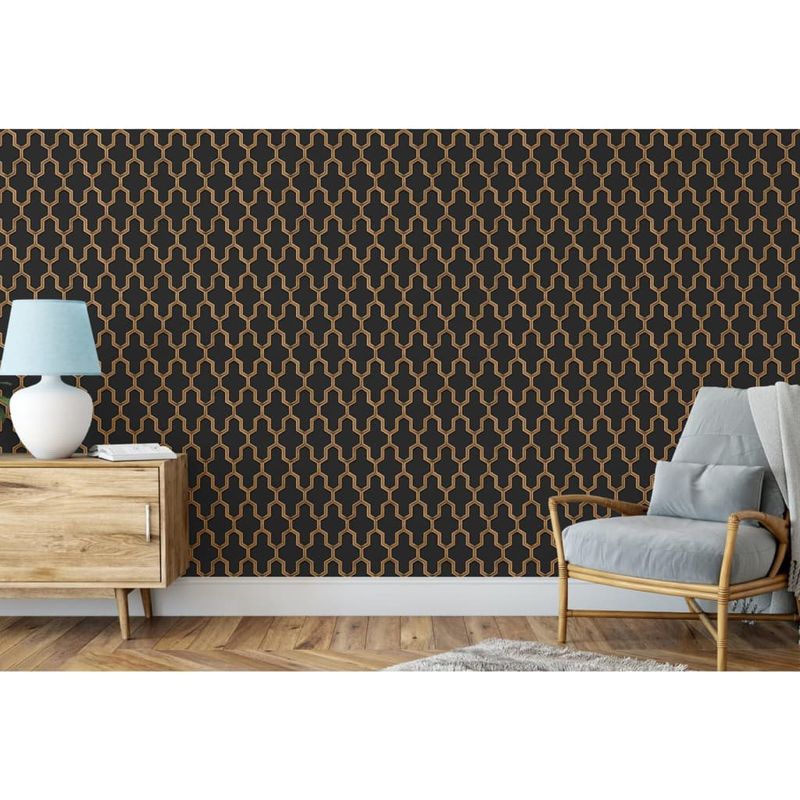Casa si Gradina - Decoratiuni - Tapet - DUTCH WALLCOVERINGS Tapet „Geometric”, negru si auriu - Infinity.ro