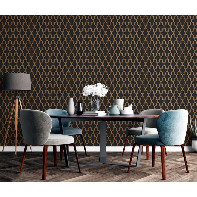 Casa si Gradina - Decoratiuni - Tapet - DUTCH WALLCOVERINGS Tapet „Geometric”, negru si auriu - Infinity.ro