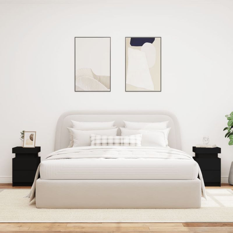 Casa si Gradina - Mobilier - Comode si corpuri - Noptiere - Noptiere cu lumini LED, 2 buc., negru, 35x39x55 cm - Infinity.ro