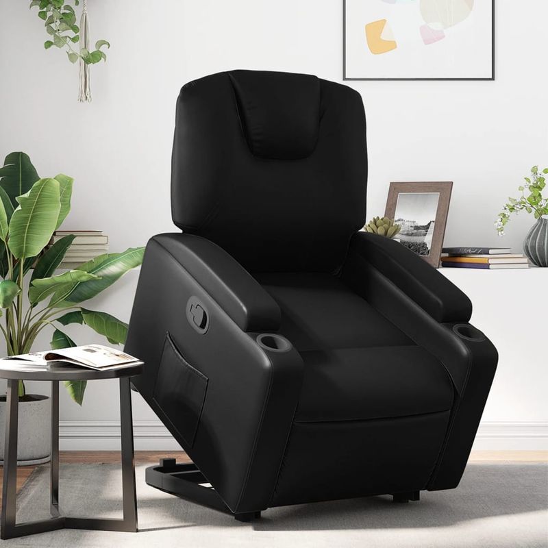 Casa si Gradina - Mobilier - Scaune si fotolii - Fotolii - Fotoliu rabatabil cu ridicare, negru, piele ecologica - Infinity.ro