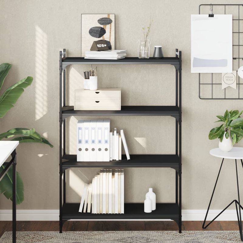 Casa si Gradina - Mobilier - Biblioteci si rafturi - Biblioteci - Biblioteca cu 4 niveluri, negru, 80x30x120 cm, lemn prelucrat - Infinity.ro