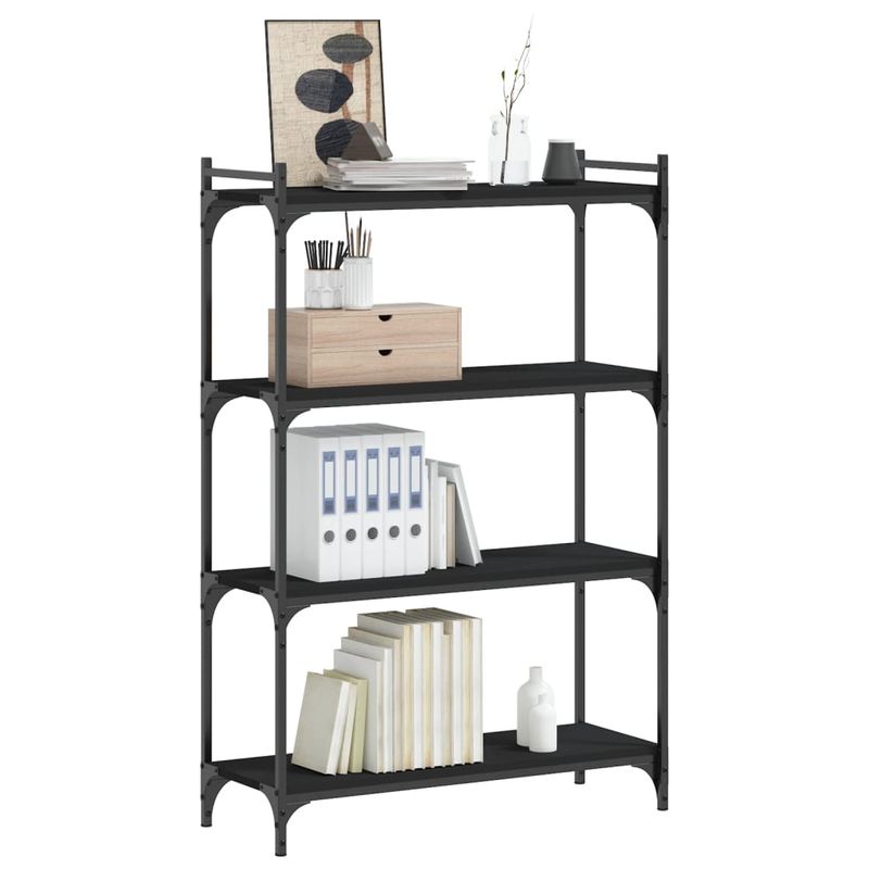 Casa si Gradina - Mobilier - Biblioteci si rafturi - Biblioteci - Biblioteca cu 4 niveluri, negru, 80x30x120 cm, lemn prelucrat - Infinity.ro