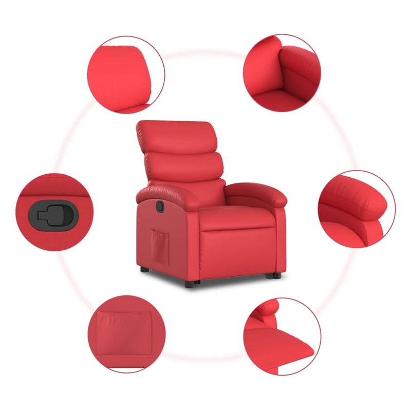 Casa si Gradina - Mobilier - Scaune si fotolii - Fotolii - Fotoliu rabatabil cu ridicare, rosu, piele ecologica - Infinity.ro