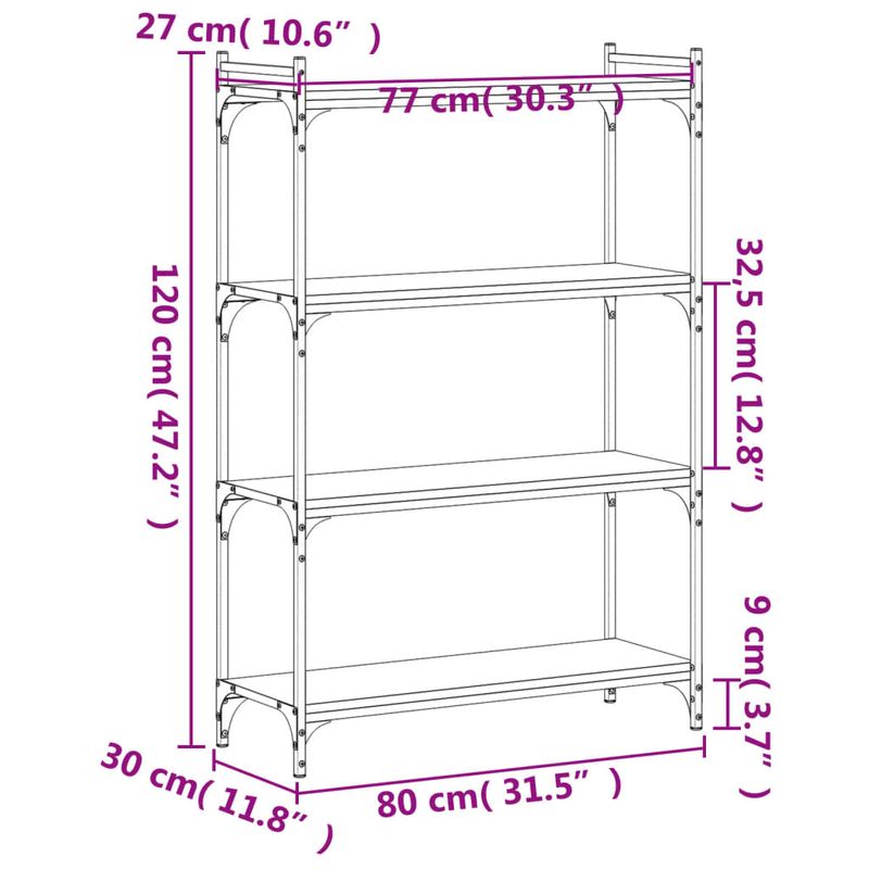 Casa si Gradina - Mobilier - Biblioteci si rafturi - Biblioteci - Biblioteca cu 4 niveluri, negru, 80x30x120 cm, lemn prelucrat - Infinity.ro