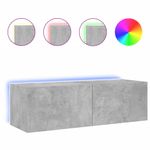 Casa si Gradina - Mobilier - Comode si corpuri - Comode - Comoda TV de perete cu lumini LED, gri beton, 100x35x31 cm - Infinity.ro