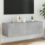 Casa si Gradina - Mobilier - Comode si corpuri - Comode - Comoda TV de perete cu lumini LED, gri beton, 100x35x31 cm - Infinity.ro