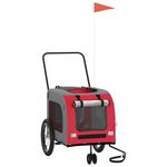 Petshop - Accesorii petshop - Culcusuri si custi - Genti si articole transport - Remorca bicicleta animale companie, rosu/gri textil oxford/fier - Infinity.ro