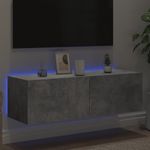 Casa si Gradina - Mobilier - Comode si corpuri - Comode - Comoda TV de perete cu lumini LED, gri beton, 100x35x31 cm - Infinity.ro