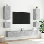 Casa si Gradina - Mobilier - Comode si corpuri - Comode - Comoda TV de perete cu lumini LED, gri beton, 100x35x31 cm - Infinity.ro