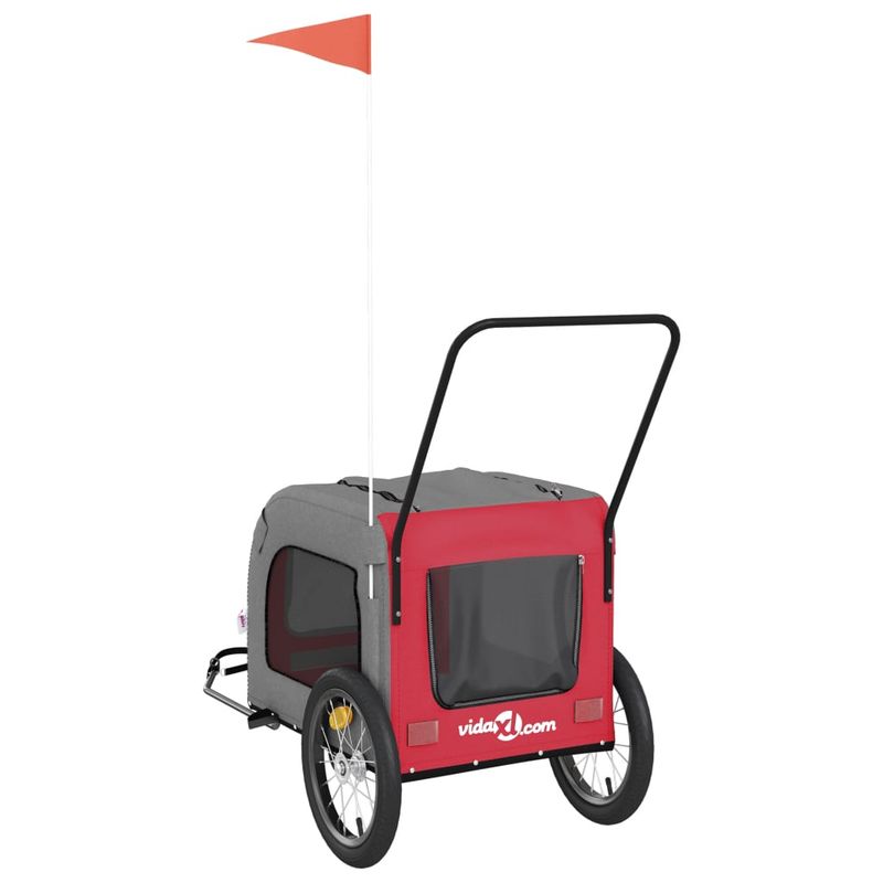 Petshop - Accesorii petshop - Culcusuri si custi - Genti si articole transport - Remorca bicicleta animale companie, rosu/gri textil oxford/fier - Infinity.ro