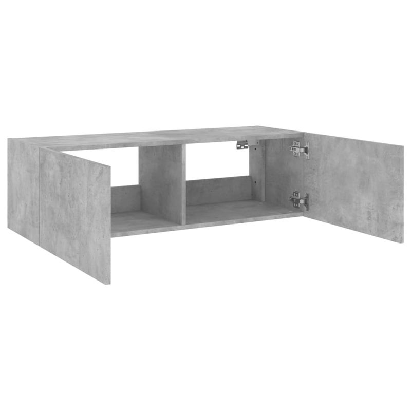 Casa si Gradina - Mobilier - Comode si corpuri - Comode - Comoda TV de perete cu lumini LED, gri beton, 100x35x31 cm - Infinity.ro