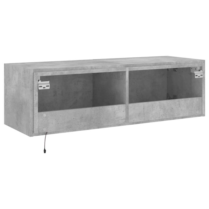 Casa si Gradina - Mobilier - Comode si corpuri - Comode - Comoda TV de perete cu lumini LED, gri beton, 100x35x31 cm - Infinity.ro