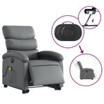 Ingrijire personala si Cosmetice - Sanatate si wellness - Articole wellness - Fotolii de masaj - Fotoliu masaj rabatabil electric cu ridicare, gri, piele eco - Infinity.ro