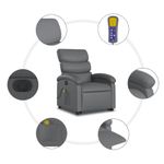 Ingrijire personala si Cosmetice - Sanatate si wellness - Articole wellness - Fotolii de masaj - Fotoliu masaj rabatabil electric cu ridicare, gri, piele eco - Infinity.ro