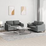 Casa si Gradina - Mobilier - Seturi de mobilier - Seturi living - Set de canapele cu perne, 2 piese, gri inchis, material textil - Infinity.ro