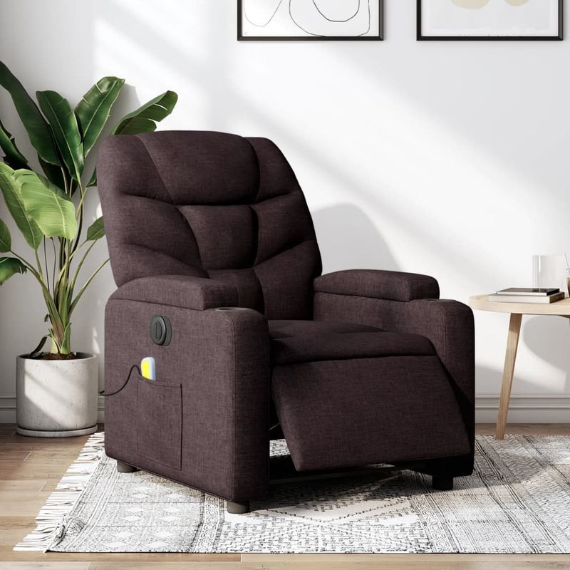 Ingrijire personala si Cosmetice - Sanatate si wellness - Articole wellness - Fotolii de masaj - Fotoliu electric de masaj rabatabil, maro inchis, textil - Infinity.ro