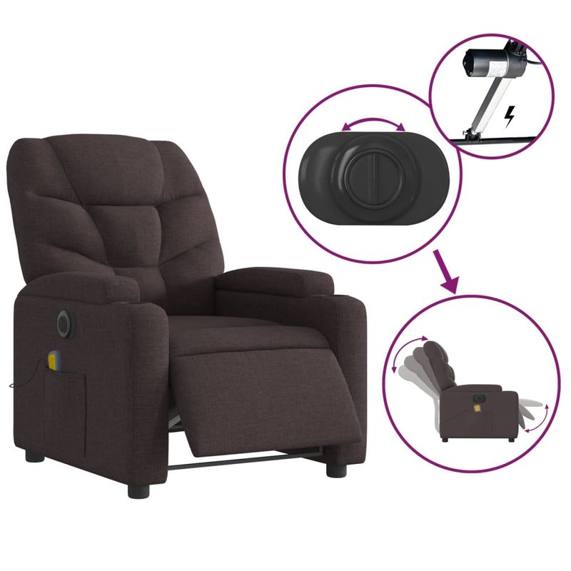 Ingrijire personala si Cosmetice - Sanatate si wellness - Articole wellness - Fotolii de masaj - Fotoliu electric de masaj rabatabil, maro inchis, textil - Infinity.ro