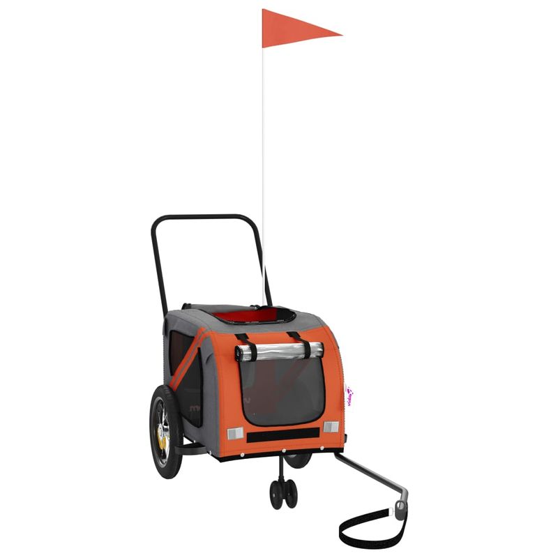 Petshop - Accesorii petshop - Culcusuri si custi - Genti si articole transport - Remorca bicicleta animale companie portocaliu/negru oxford/fier - Infinity.ro