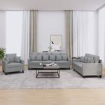 Casa si Gradina - Mobilier - Seturi de mobilier - Seturi living - Set de canapele cu perne, 3 piese, gri deschis, textil - Infinity.ro