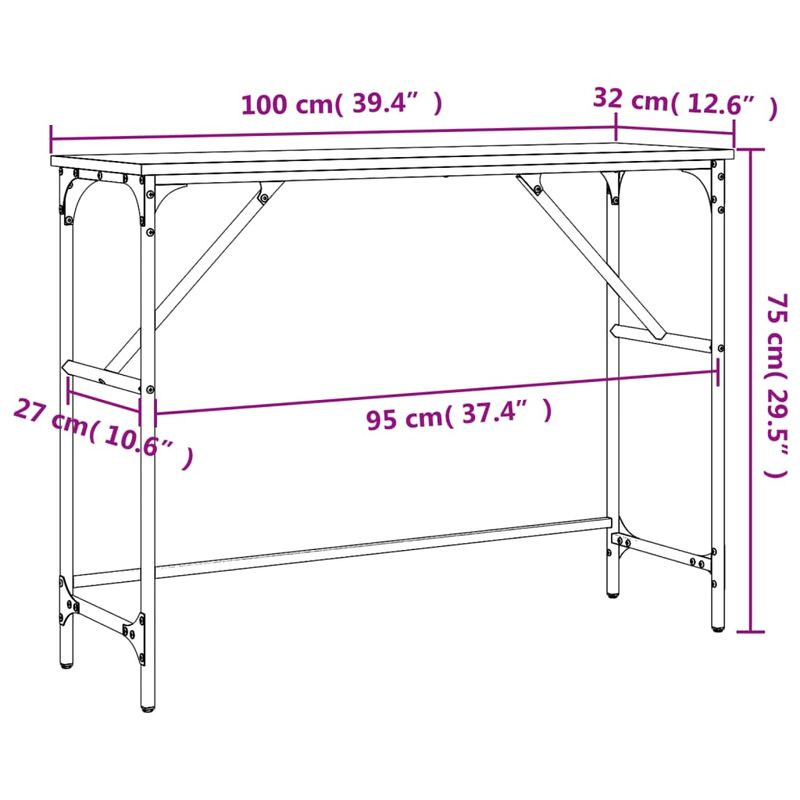 Casa si Gradina - Mobilier - Comode si corpuri - Console - Masuta consola, gri sonoma, 100x32x75 cm, lemn prelucrat - Infinity.ro