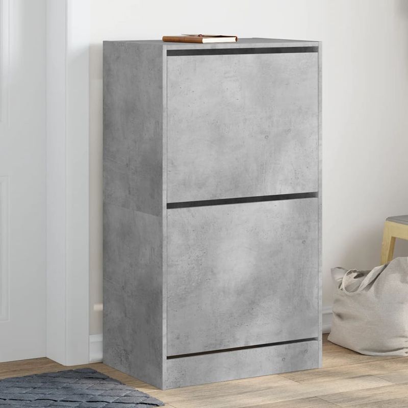Casa si Gradina - Mobilier - Organizare si depozitare - Organizator incaltaminte - Dulap de pantofi 2 sertare rabatabile, gri beton, 60x42x108 cm - Infinity.ro