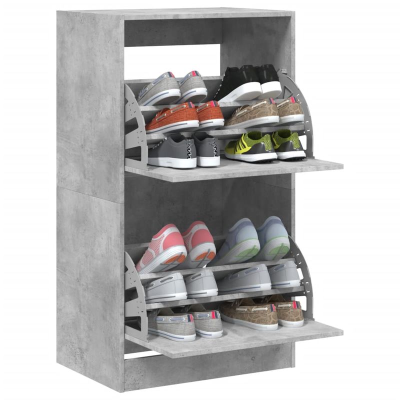 Casa si Gradina - Mobilier - Organizare si depozitare - Organizator incaltaminte - Dulap de pantofi 2 sertare rabatabile, gri beton, 60x42x108 cm - Infinity.ro