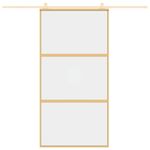 Casa si Gradina - Constructii - Usi interior, exterior si garaj - Usi garaj - Usa glisanta, auriu, 102,5x205 cm, sticla ESG mata si aluminiu - Infinity.ro