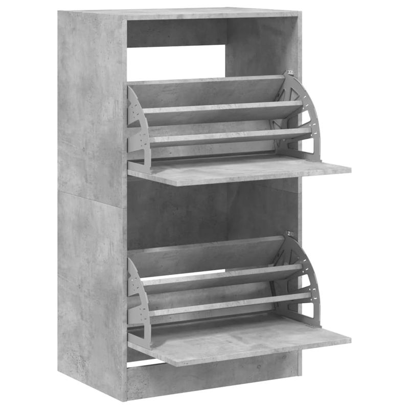 Casa si Gradina - Mobilier - Organizare si depozitare - Organizator incaltaminte - Dulap de pantofi 2 sertare rabatabile, gri beton, 60x42x108 cm - Infinity.ro