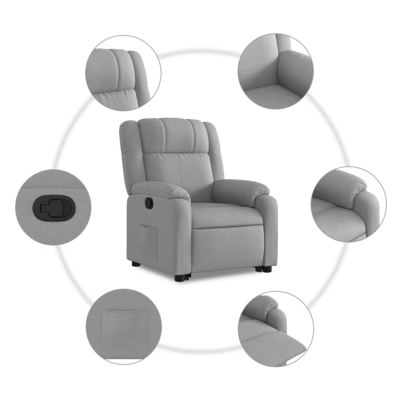 Casa si Gradina - Mobilier - Scaune si fotolii - Fotolii - Fotoliu rabatabil cu ridicare, gri deschis, material textil - Infinity.ro