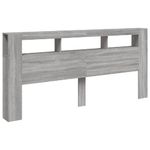 Casa si Gradina - Mobilier - Paturi si accesorii - Accesorii paturi - Tablie de pat cu LED, gri sonoma, 220x18,5x103,5 cm, lemn - Infinity.ro