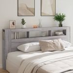 Casa si Gradina - Mobilier - Paturi si accesorii - Accesorii paturi - Tablie de pat cu LED, gri sonoma, 220x18,5x103,5 cm, lemn - Infinity.ro