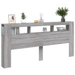 Casa si Gradina - Mobilier - Paturi si accesorii - Accesorii paturi - Tablie de pat cu LED, gri sonoma, 220x18,5x103,5 cm, lemn - Infinity.ro