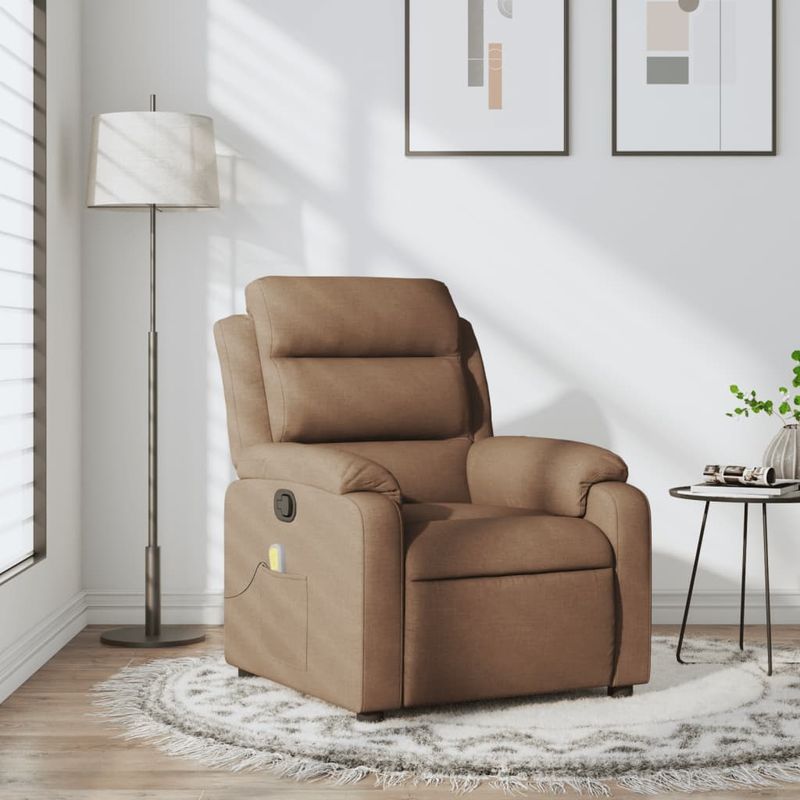 Ingrijire personala si Cosmetice - Sanatate si wellness - Articole wellness - Fotolii de masaj - Fotoliu de masaj rabatabil, maro, material textil - Infinity.ro