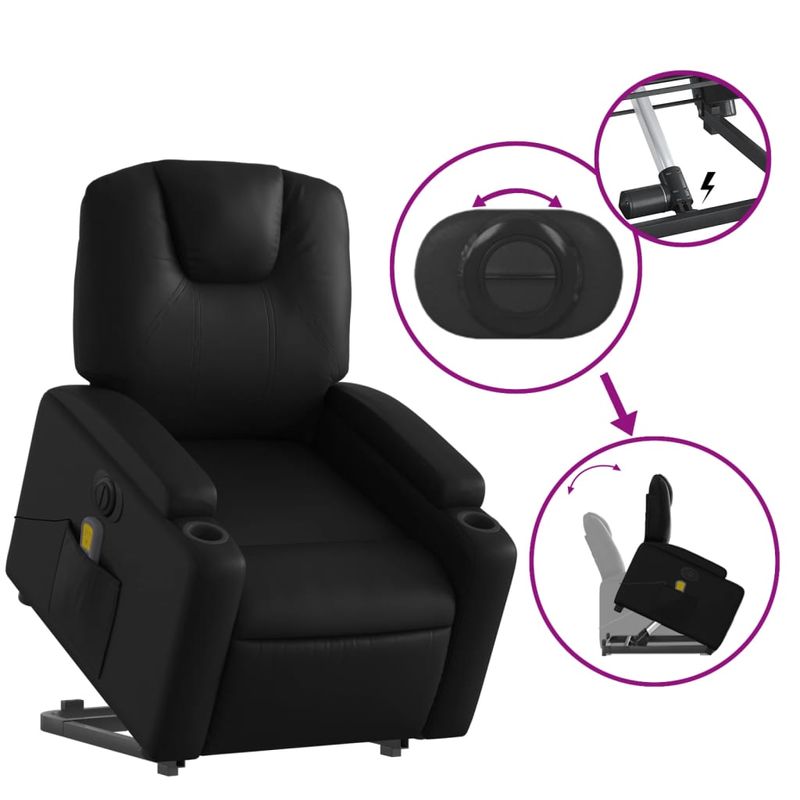 Ingrijire personala si Cosmetice - Sanatate si wellness - Articole wellness - Fotolii de masaj - Fotoliu electric masaj rabatabil cu ridicare, negru - Infinity.ro