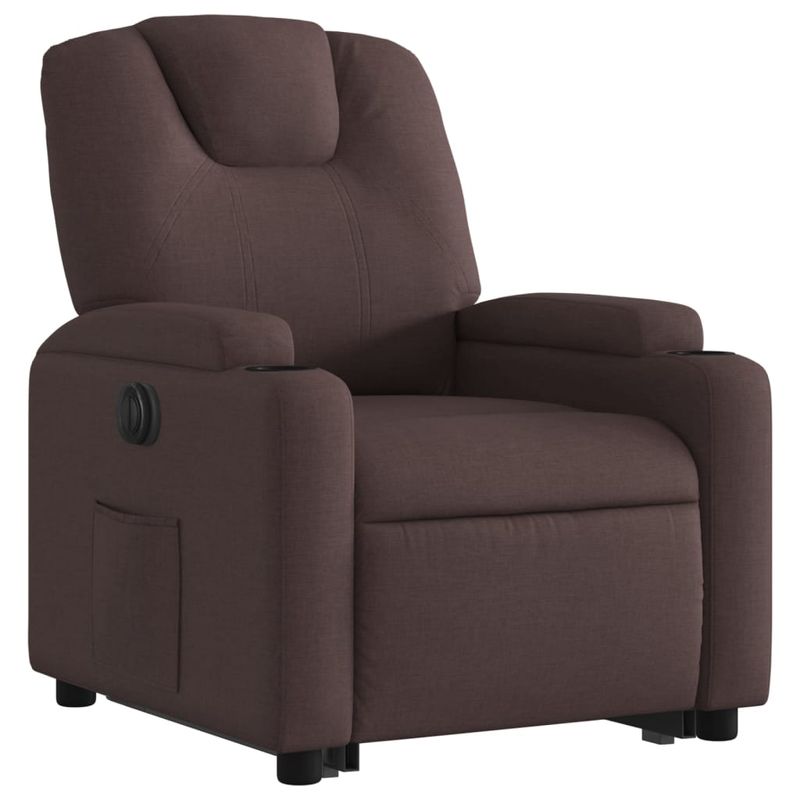 Casa si Gradina - Mobilier - Scaune si fotolii - Fotolii - Fotoliu electric rabatabil cu ridicare, maro inchis, textil - Infinity.ro