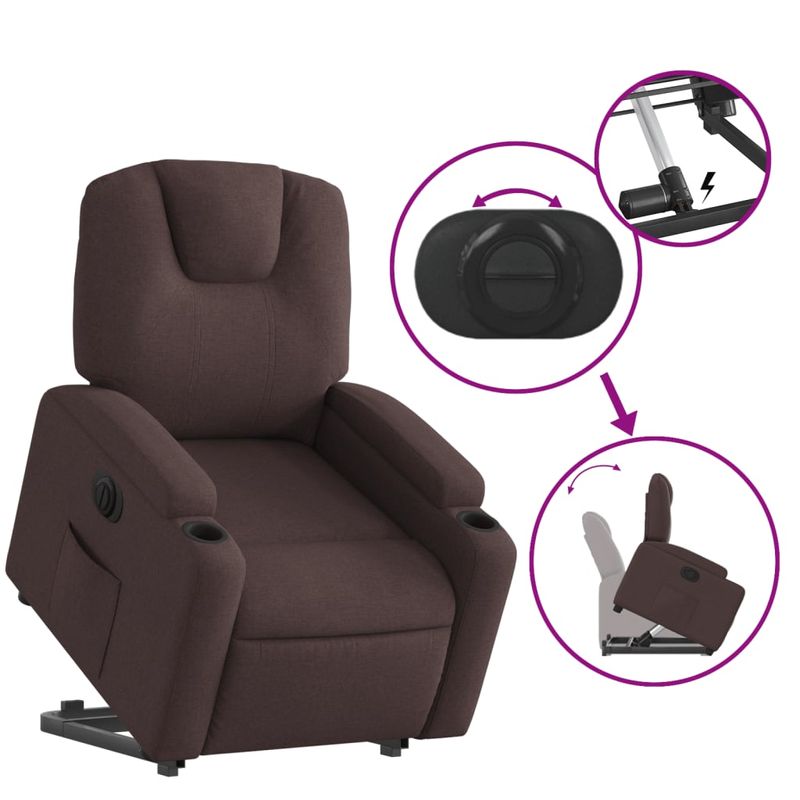 Casa si Gradina - Mobilier - Scaune si fotolii - Fotolii - Fotoliu electric rabatabil cu ridicare, maro inchis, textil - Infinity.ro