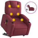 Ingrijire personala si Cosmetice - Sanatate si wellness - Articole wellness - Fotolii de masaj - Fotoliu de masaj electric rabatabil cu ridicare rosu vin textil - Infinity.ro