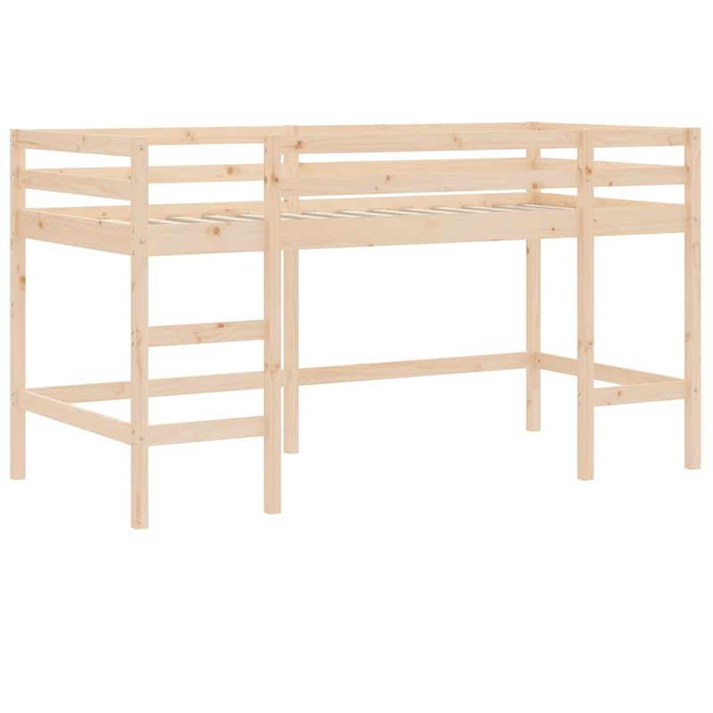 Casa si Gradina - Mobilier - Paturi si accesorii - Paturi - Pat etajat de copii cu perdele, roz, 90x200 cm, lemn masiv pin - Infinity.ro