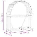 Casa si Gradina - Termice - Sobe, Seminee si accesorii - Accesorii seminee si sobe - Suport pentru busteni, argintiu, 120x45x140 cm, otel galvanizat - Infinity.ro