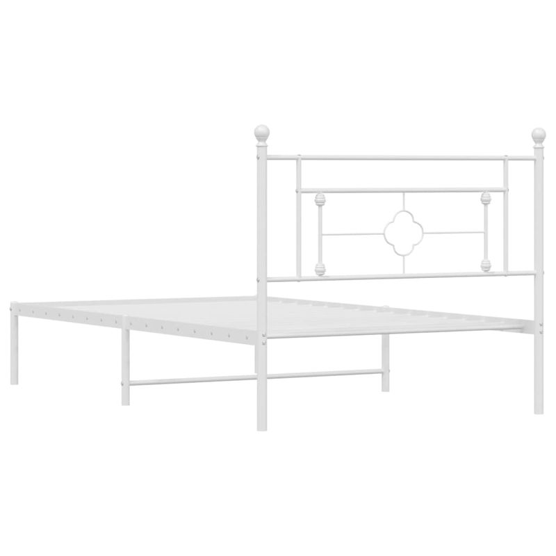 Casa si Gradina - Mobilier - Paturi si accesorii - Paturi - Cadru de pat din metal cu tablie, alb, 107x203 cm - Infinity.ro
