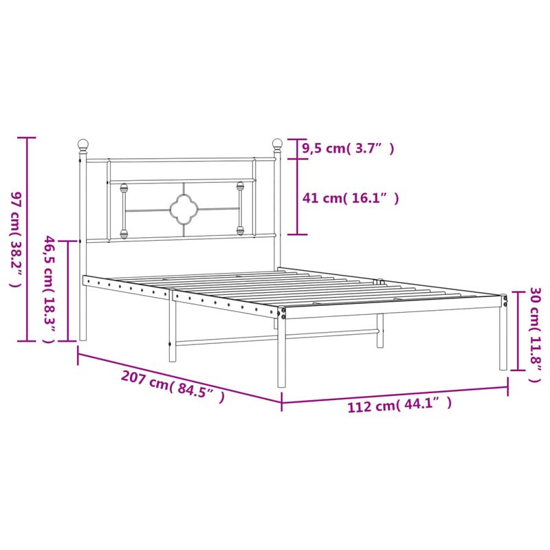 Casa si Gradina - Mobilier - Paturi si accesorii - Paturi - Cadru de pat din metal cu tablie, alb, 107x203 cm - Infinity.ro