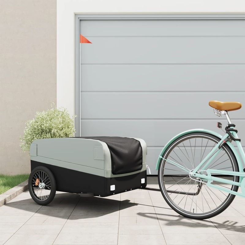 Sport si Outdoor - Ciclism - Accesorii pentru biciclete - Remorci biciclete - Remorca pentru biciclete, negru și gri, 45 kg, fier, mărime 137x69x59 cm - Infinity.ro